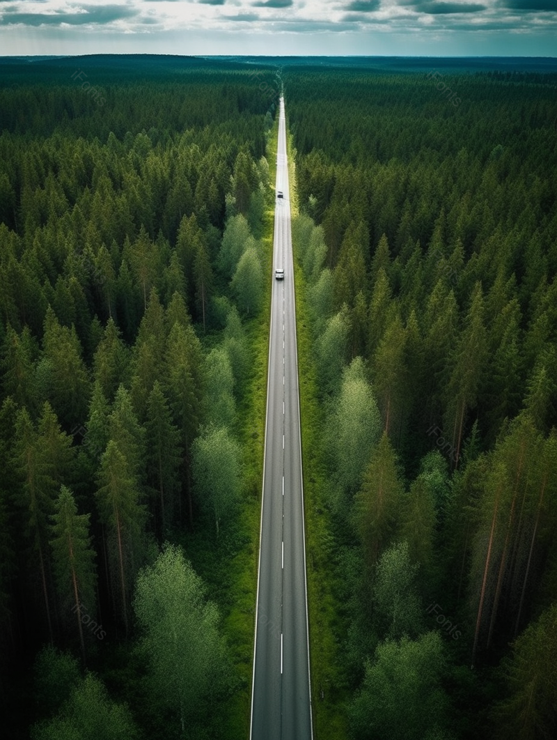 户外笔直道路在森林中一辆行驶的车,高清,摄影图,摄影图片,图片大全,摄影图免费下载